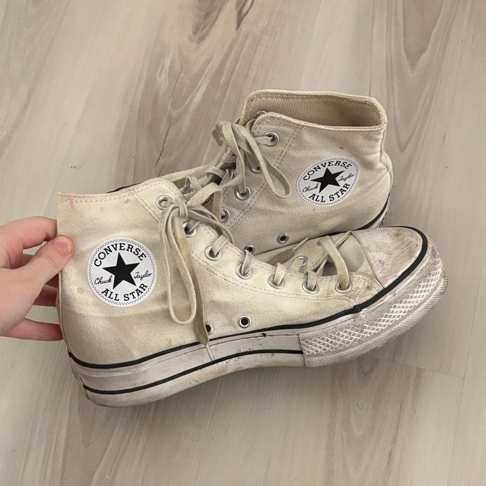Converse USED Women's Off-White High-Top Sneakers